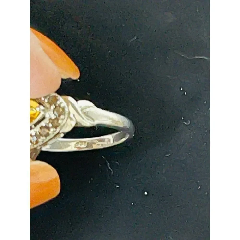 HSN Ring Large Brown and Amber Rhinestone Crystals Size 10 925 ss